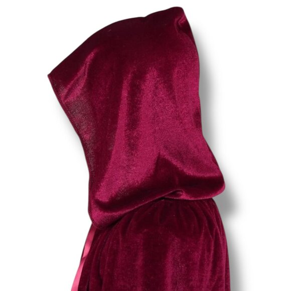 Burgundy Red Velvet Oversized Hooded Cloak Cape - NEW - Picture 3 of 4